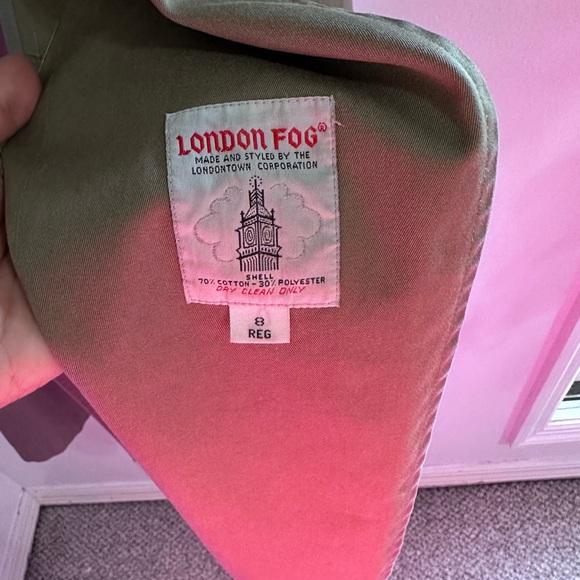 London Fog Olive Trench Coat - Picture 4 of 5